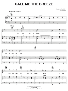 page one of Call Me The Breeze (Piano, Vocal & Guitar Chords (Right-Hand Melody))