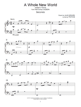 page one of A Whole New World (from Aladdin) (Piano Duet)