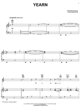 page one of Yearn (Piano, Vocal & Guitar Chords (Right-Hand Melody))