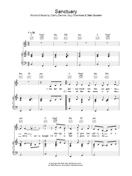 page one of Sanctuary (Piano, Vocal & Guitar Chords)