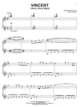 page one of Vincent (Starry Starry Night) (Piano Solo)