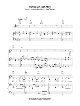 page one of Mistaken Identity (Piano, Vocal & Guitar Chords)