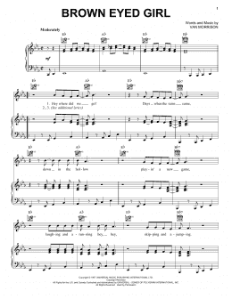 page one of Brown Eyed Girl (Piano, Vocal & Guitar Chords (Right-Hand Melody))