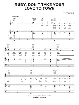 page one of Ruby, Don't Take Your Love To Town (Piano, Vocal & Guitar Chords (Right-Hand Melody))