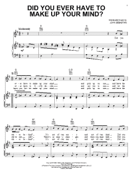 page one of Did You Ever Have To Make Up Your Mind? (Piano, Vocal & Guitar Chords (Right-Hand Melody))