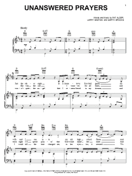 page one of Unanswered Prayers (Piano, Vocal & Guitar Chords (Right-Hand Melody))