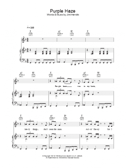 page one of Purple Haze (Piano, Vocal & Guitar Chords (Right-Hand Melody))