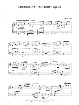 page one of Barcarolle No.1 in A minor, Op.26 (Piano Solo)