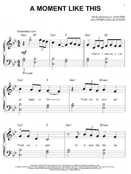 page one of A Moment Like This (Big Note Piano)