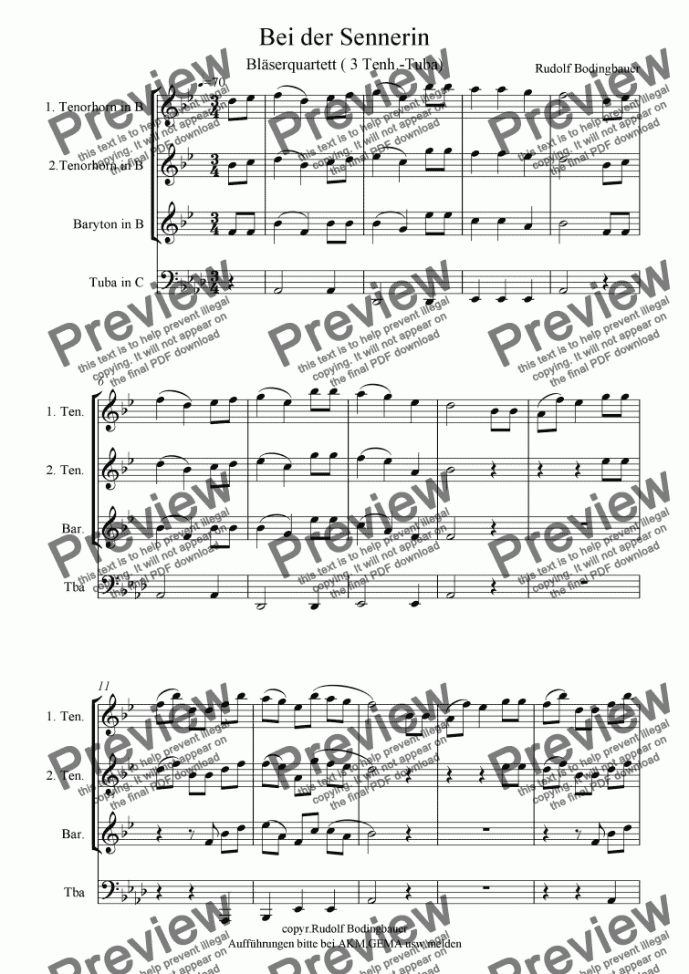page one of Bei der Sennerin  (3 Tenh.-Tuba)