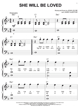 page one of She Will Be Loved (Big Note Piano)