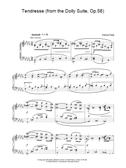 page one of Tendresse (from the Dolly Suite, Op.56) (Piano Solo)