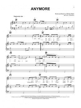 page one of Anymore (Piano, Vocal & Guitar Chords (Right-Hand Melody))