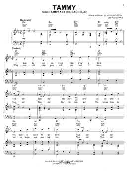 page one of Tammy (Piano, Vocal & Guitar Chords (Right-Hand Melody))