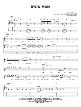 page one of Iron Man (Easy Guitar Tab)