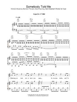 page one of Somebody Told Me (Piano, Vocal & Guitar Chords)