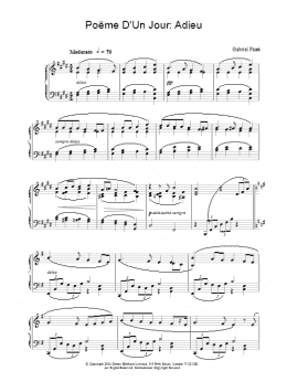 page one of Poëme D'Un Jour: Adieu (Piano Solo)