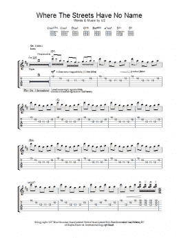 page one of Where The Streets Have No Name (Guitar Tab)