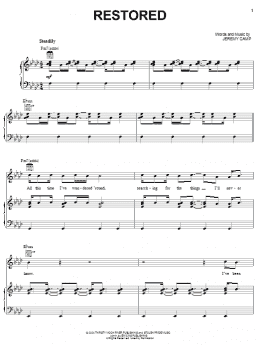 page one of Restored (Piano, Vocal & Guitar Chords (Right-Hand Melody))