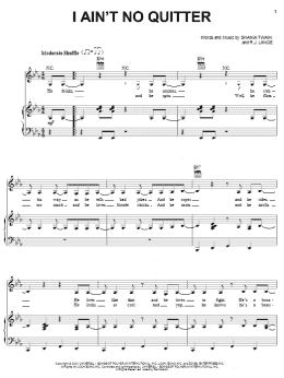 page one of I Ain't No Quitter (Piano, Vocal & Guitar Chords (Right-Hand Melody))