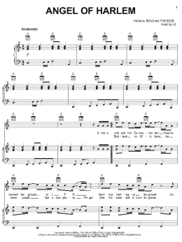 page one of Angel Of Harlem (Piano, Vocal & Guitar Chords (Right-Hand Melody))