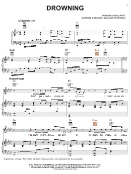 page one of Drowning (Piano, Vocal & Guitar Chords (Right-Hand Melody))