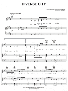 page one of Diverse City (Piano, Vocal & Guitar Chords (Right-Hand Melody))