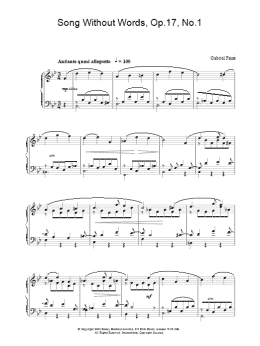 page one of Song Without Words, Op.17, No.1 (Piano Solo)