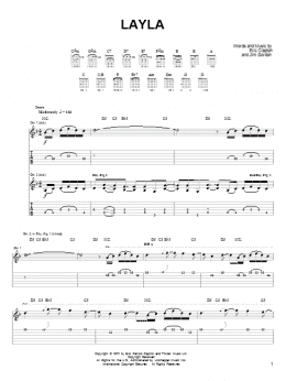 page one of Layla (Easy Guitar Tab)