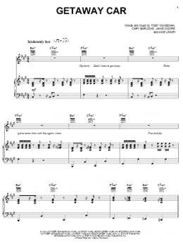 page one of Getaway Car (Piano, Vocal & Guitar Chords (Right-Hand Melody))