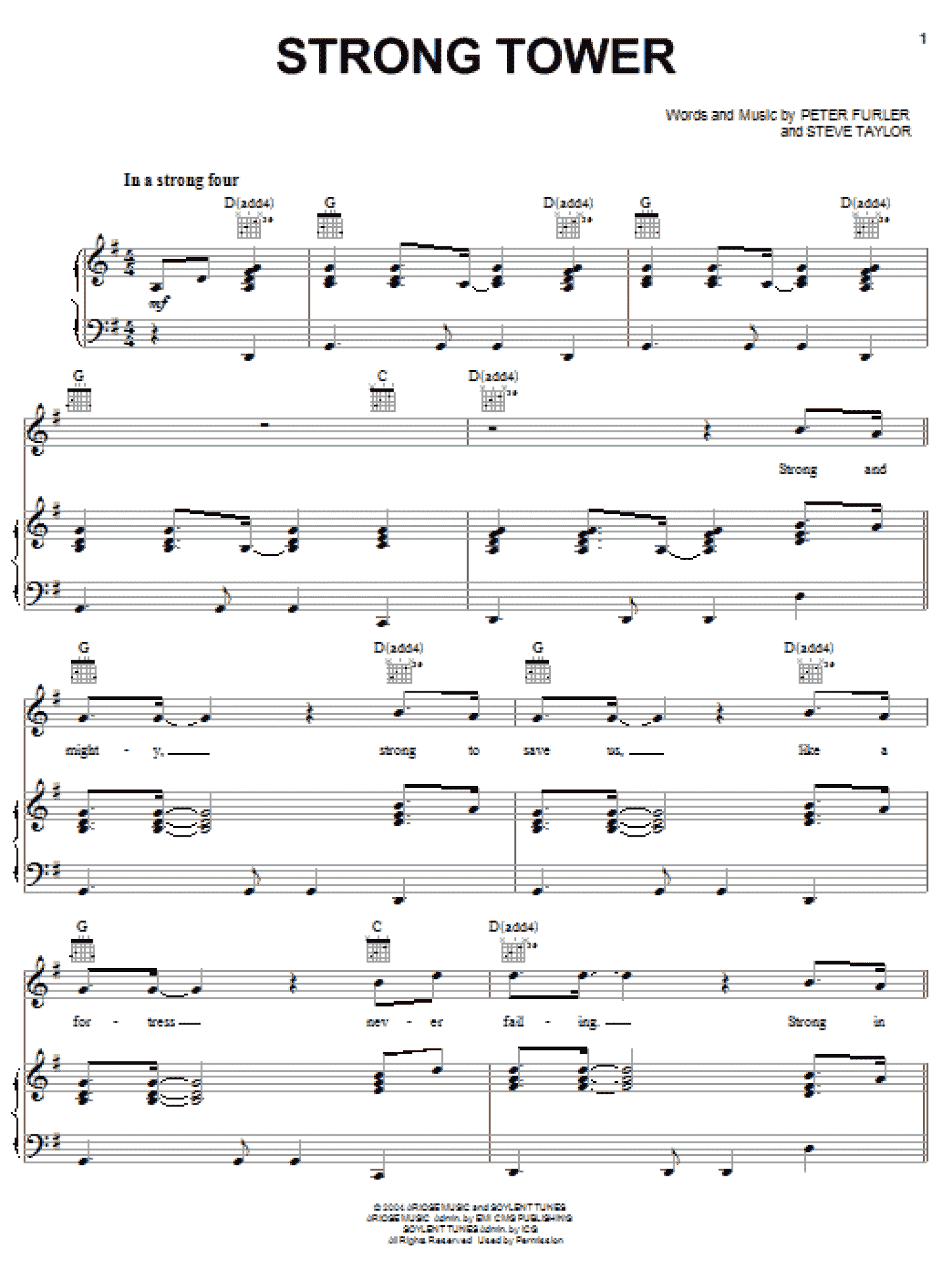 Strong Tower (Piano, Vocal & Guitar Chords (Right-Hand Melody))