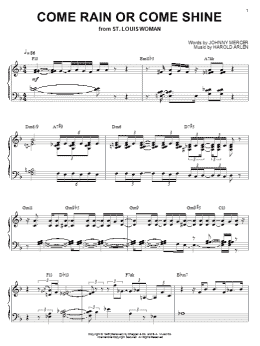 page one of Come Rain Or Come Shine (Piano Solo)