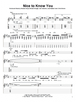 page one of Nice To Know You (Guitar Tab)