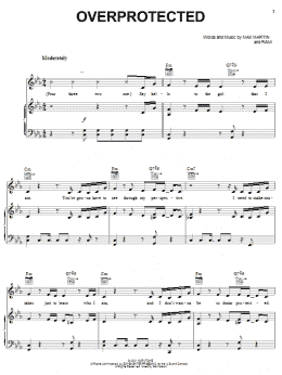 page one of Overprotected (Piano, Vocal & Guitar Chords (Right-Hand Melody))