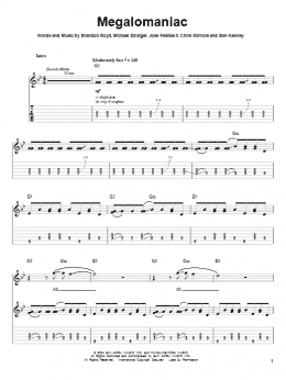 page one of Megalomaniac (Easy Guitar Tab)
