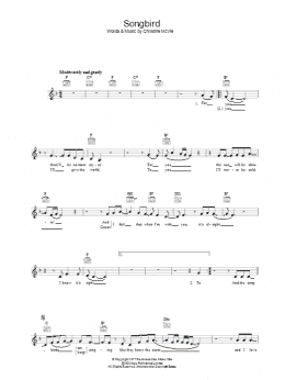 page one of Songbird (Lead Sheet / Fake Book)