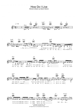 page one of How Do I Live (Lead Sheet / Fake Book)