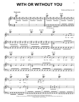 page one of With Or Without You (Piano, Vocal & Guitar Chords (Right-Hand Melody))