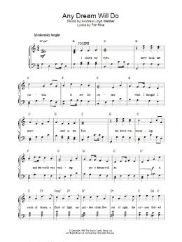 page one of Any Dream Will Do (from Joseph and the Amazing Technicolor Dreamcoat) (Easy Piano)