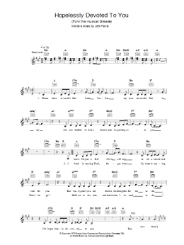page one of Hopelessly Devoted To You (Lead Sheet / Fake Book)