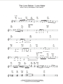 page one of The Love Below / Love Hater (Lead Sheet / Fake Book)