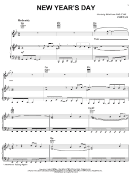 page one of New Year's Day (Piano, Vocal & Guitar Chords (Right-Hand Melody))
