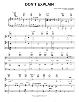 page one of Don't Explain (Piano, Vocal & Guitar Chords (Right-Hand Melody))