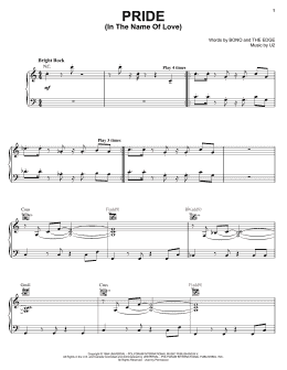 page one of Pride (In The Name Of Love) (Piano, Vocal & Guitar Chords (Right-Hand Melody))