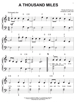page one of A Thousand Miles (Big Note Piano)