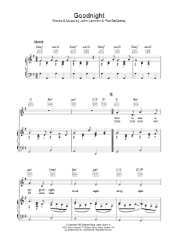 page one of Goodnight (Piano, Vocal & Guitar Chords)