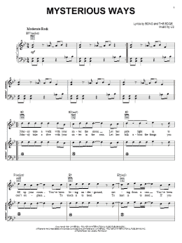 page one of Mysterious Ways (Piano, Vocal & Guitar Chords (Right-Hand Melody))