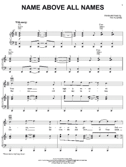 page one of Name Above All Names (Piano, Vocal & Guitar Chords (Right-Hand Melody))