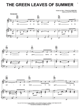 page one of The Green Leaves Of Summer (Piano, Vocal & Guitar Chords (Right-Hand Melody))