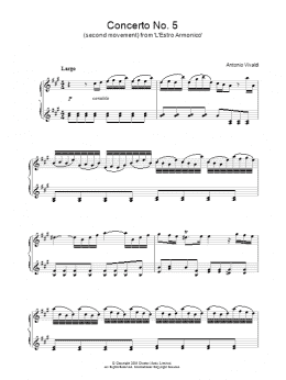 page one of Largo) from 'L'Estro Armonico' Op.3 (Piano Solo)
